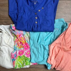 Lilly Pulitzer Short Sleeve Tops in Blue, White, and Coral